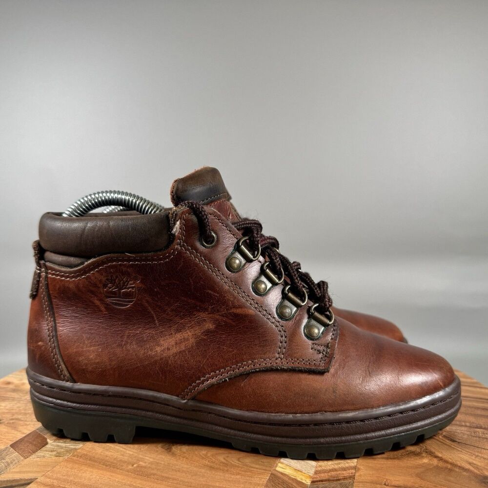 TIMBERLAND Women's 6.5M‎ Brown Leather Lace-Up Ankle Boots
